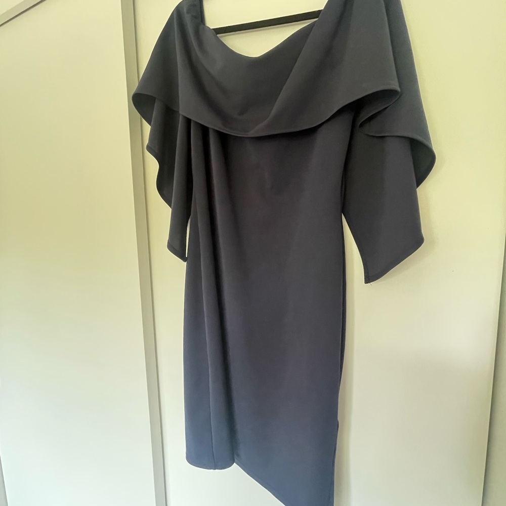 Off-Shoulder Navy Blue Cocktail Dress